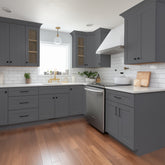 RTA Solid Wood Cabinet Shaker Glass Door Wall Cabinets Pebble Gray for Kitchen Bathroom and Laundry Storage (Glass Insert Sold Separately)